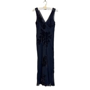 Vintage Jones New York Silk Blend Slip Dress Size 8 Purple Velvet Burnout Floral